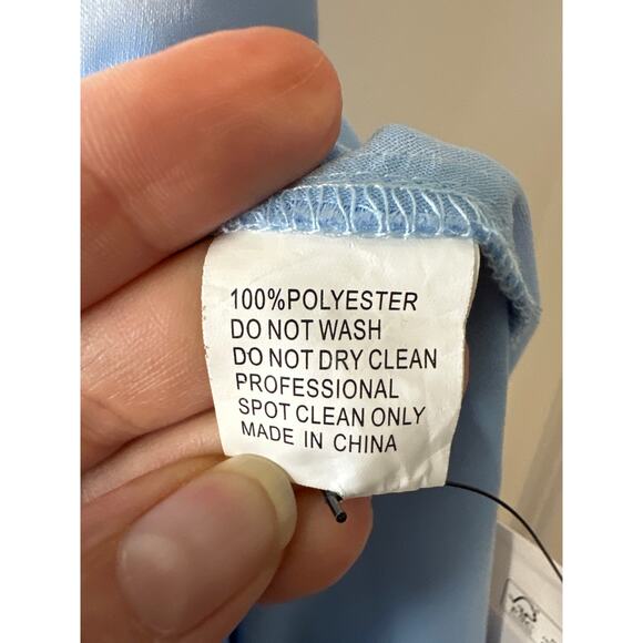 Mac Duggal Powder Blue Satin High Slit Gown Size 8 Evening Dress - Picture 15 of 15